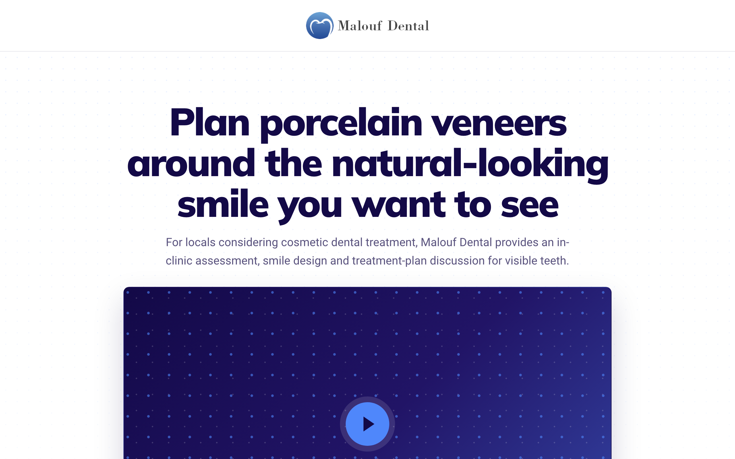 Landing page preview for Malouf Dental